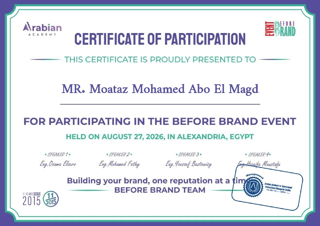 Before Brand Event Certificate